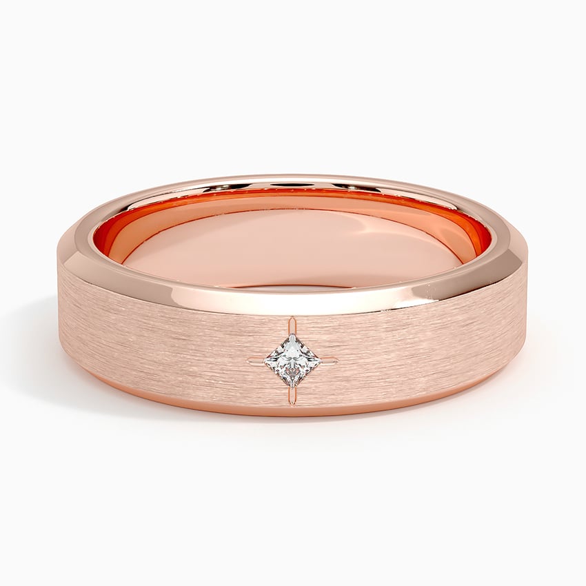 Caspian Diamond 6mm Wedding Ring Rose Gold 18k Wedding Band