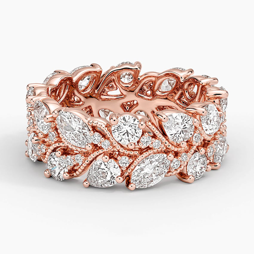Camellia Eternity Diamond Ring Rose Gold 18k Eternity Band