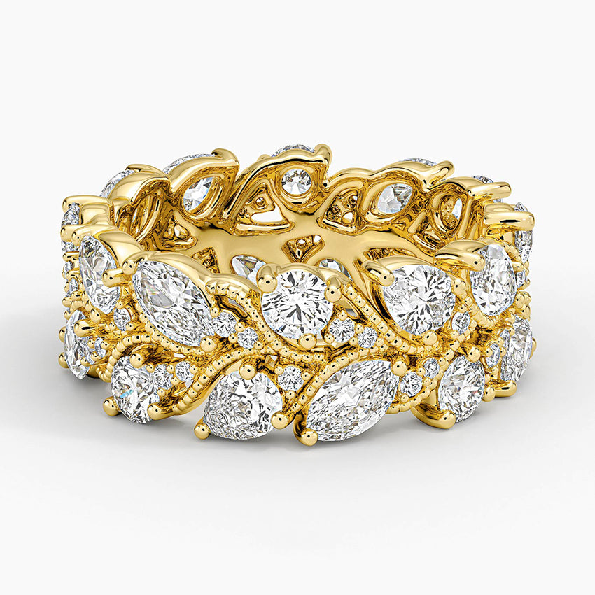 Camellia Eternity Diamond Ring Yellow Gold 18k Eternity Band