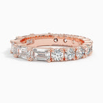 Elise Emerald Cut and Round Eternity Diamond Ring Rose Gold 18k Eternity Band
