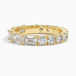 Elise Emerald Cut and Round Eternity Diamond Ring Yellow Gold 18k Eternity Band
