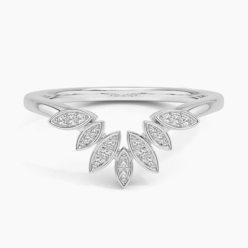 Petal Contour Diamond Ring Platinum Wedding Band