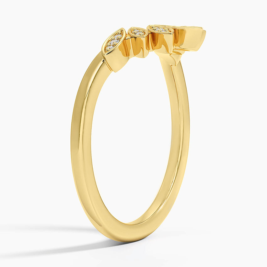 Petal Contour Diamond Ring Yellow Gold 18k Wedding Band