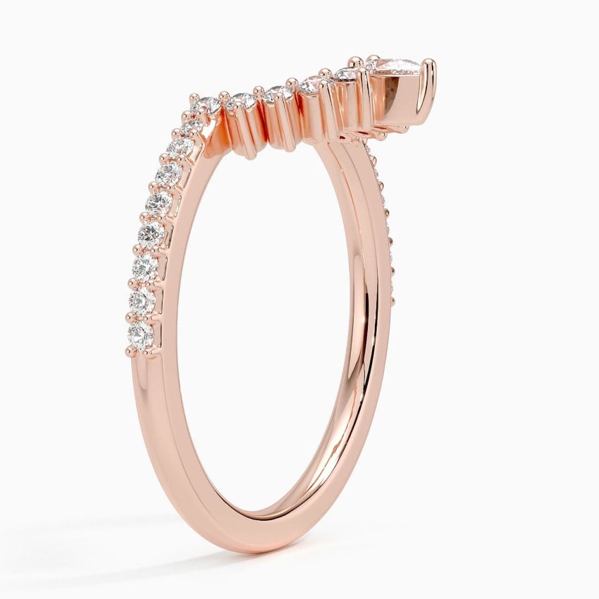 Luxe Elongated Lunette Diamond Ring (1/4 ct. tw.) Rose Gold 18k Wedding Band