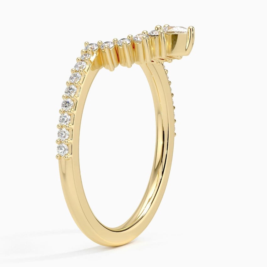 Luxe Elongated Lunette Diamond Ring (1/4 ct. tw.) Yellow Gold 18k Wedding Band