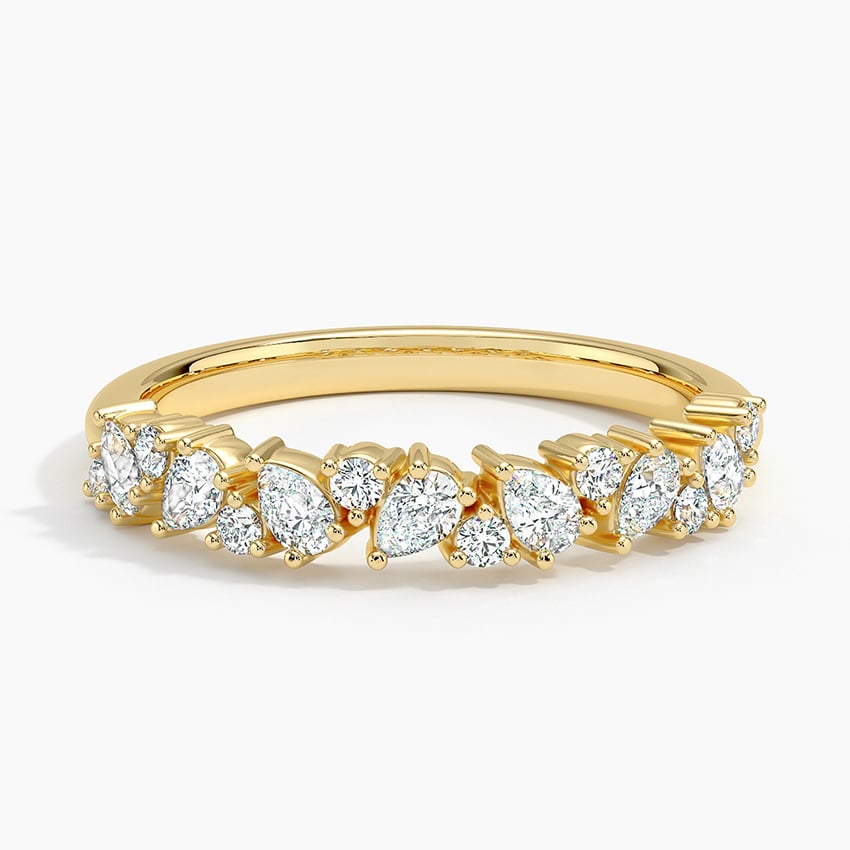 Olivetta Half Coverage Diamond Ring Yellow Gold 18k Wedding Band