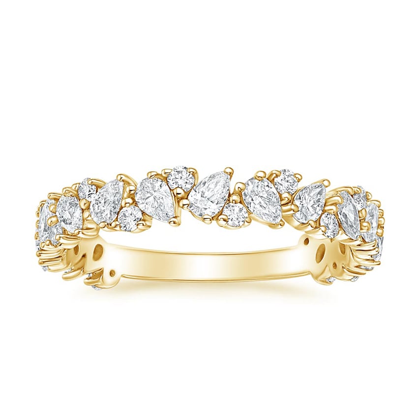Olivetta Three-Quarter Coverage Diamond Ring Yellow Gold 18k Wedding Band
