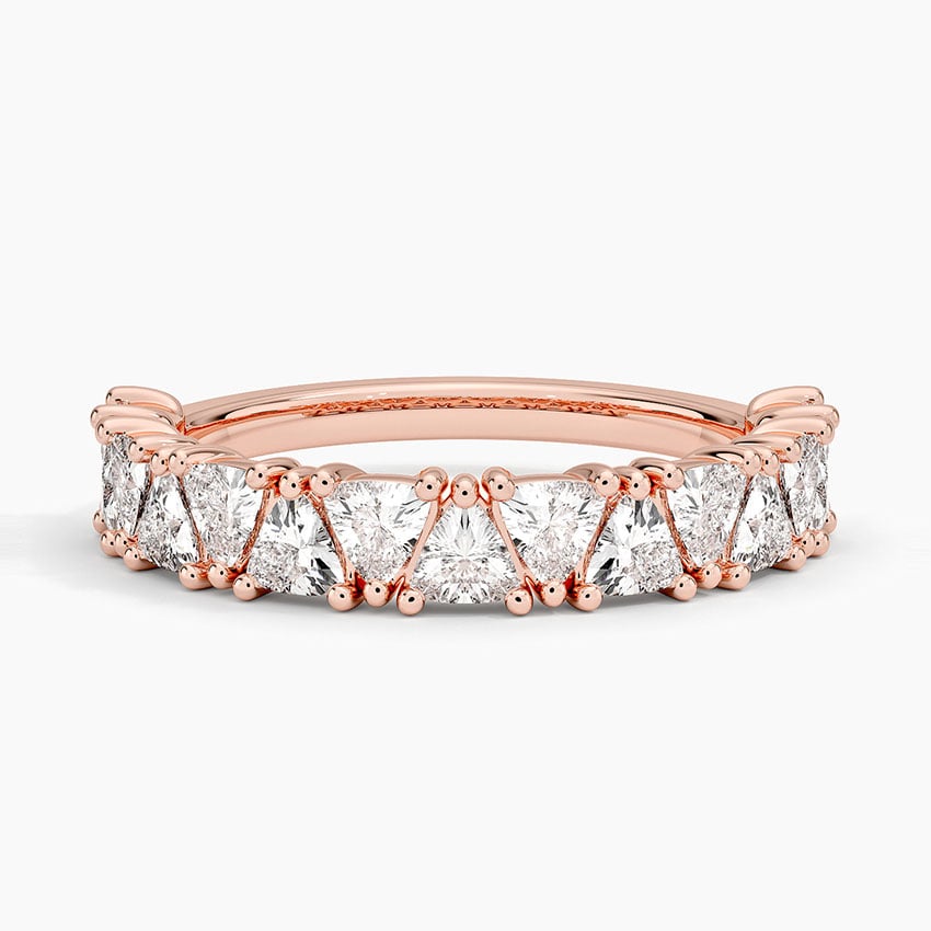 Trillion Cut Lab Diamond Ring Rose Gold 18k Wedding Band