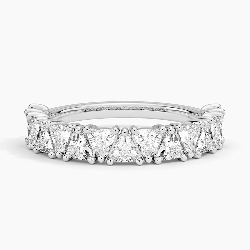 Trillion Cut Lab Diamond Ring Platinum Wedding Band