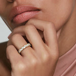 Trillion Cut Lab Diamond Ring Yellow Gold 18k Wedding Band