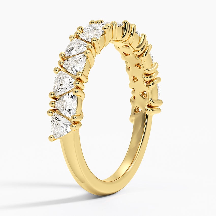 Trillion Cut Lab Diamond Ring Yellow Gold 18k Wedding Band