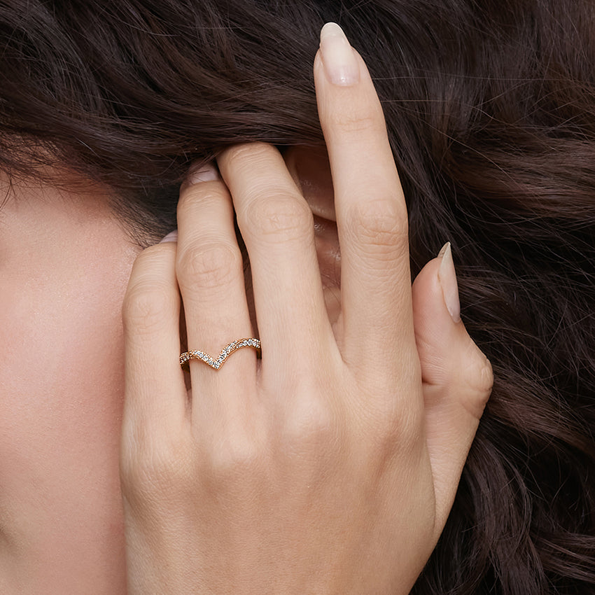 Elongated Chiara Diamond Ring (1/3 ct. tw.) Rose Gold 18k Wedding Band