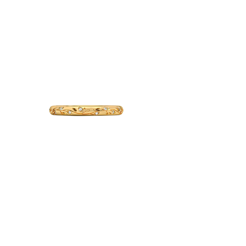 Verdure Engraved Diamond Ring Yellow Gold 18k Eternity Band