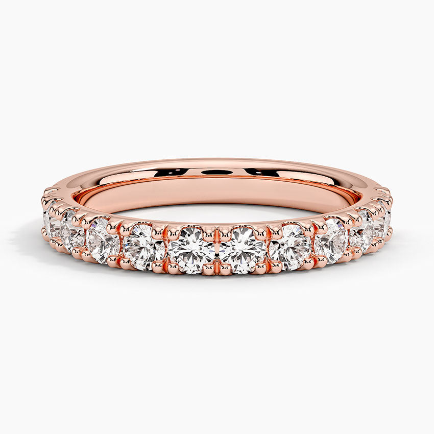 Lyric Scalloped Pavé Diamond Ring Rose Gold 18k Wedding Band
