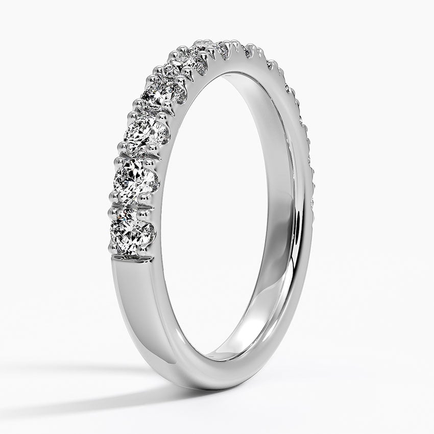 Lyric Scalloped Pavé Diamond Ring Platinum Wedding Band