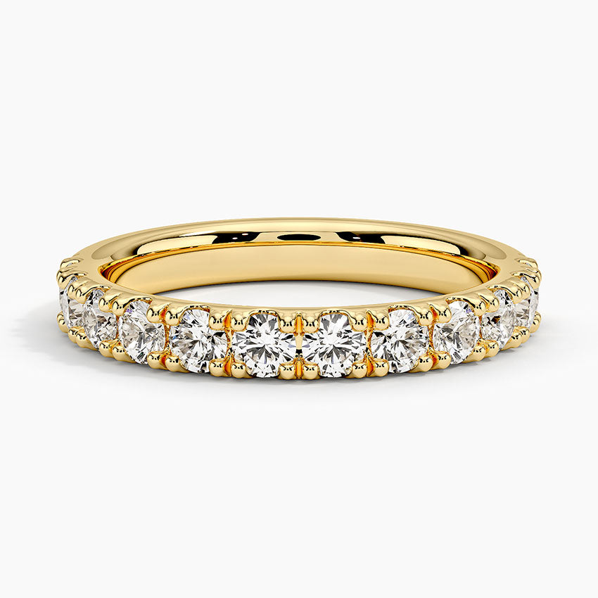 Lyric Scalloped Pavé Diamond Ring Yellow Gold 18k Wedding Band