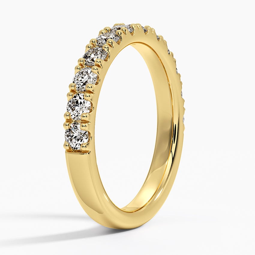 Lyric Scalloped Pavé Diamond Ring Yellow Gold 18k Wedding Band