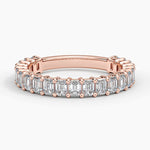 Emerald Three-Quarter Coverage Lab Diamond Ring (1 1/2 ct. tw.) Rose Gold 18k Wedding Band
