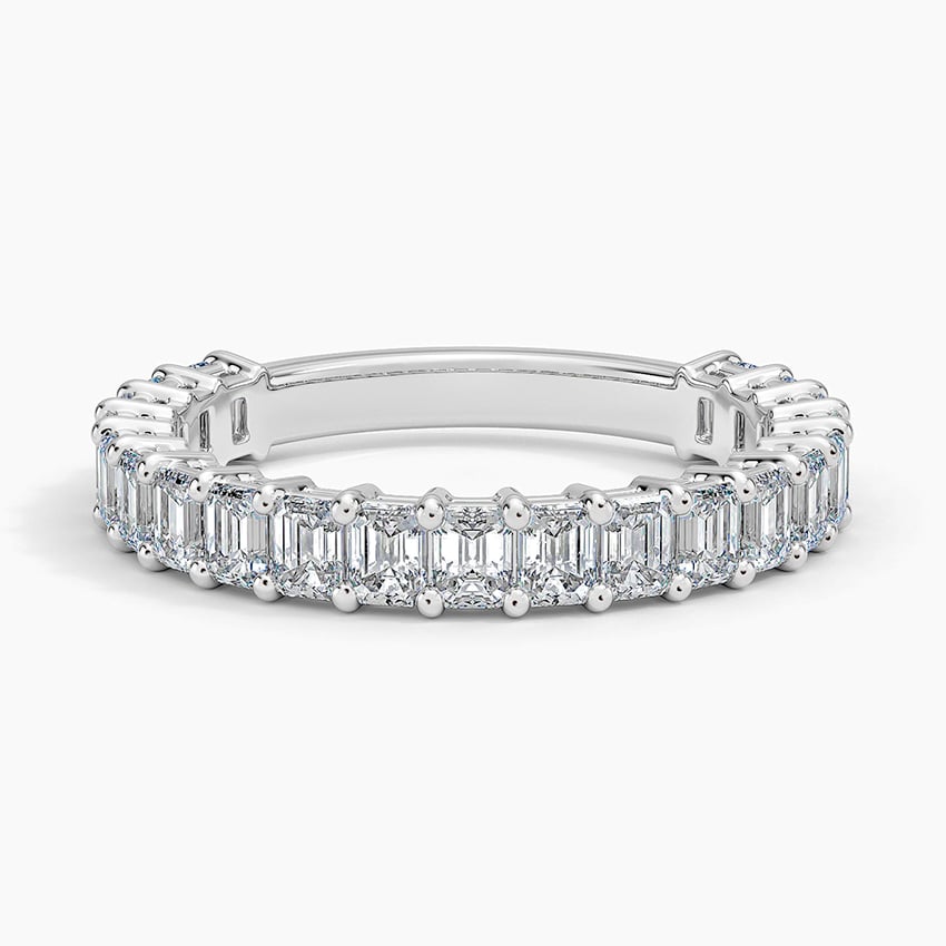 Emerald Three-Quarter Coverage Lab Diamond Ring (1 1/2 ct. tw.) Platinum Wedding Band