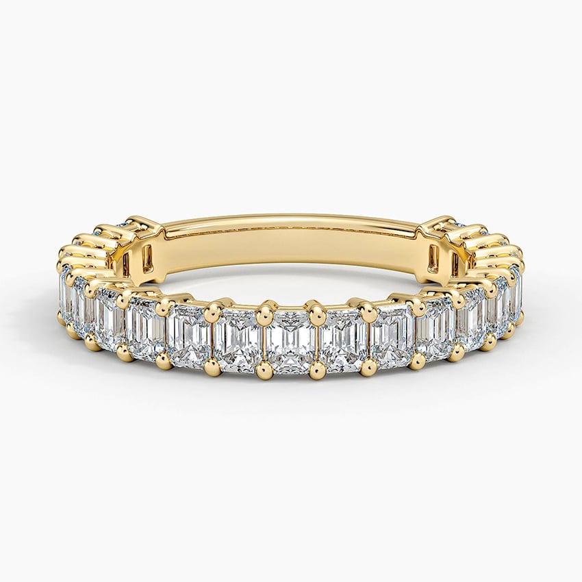 Emerald Three-Quarter Coverage Lab Diamond Ring (1 1/2 ct. tw.) Yellow Gold 18k Wedding Band