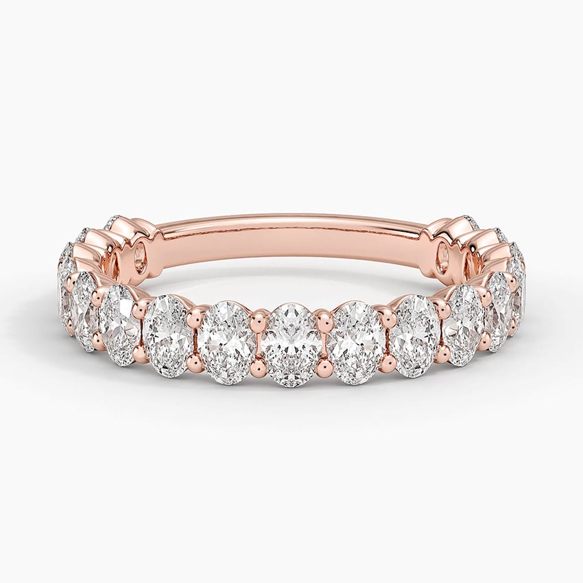 Oval Three-Quarter Coverage Lab Diamond Ring (1 1/2 ct. tw.) Rose Gold 18k Wedding Band