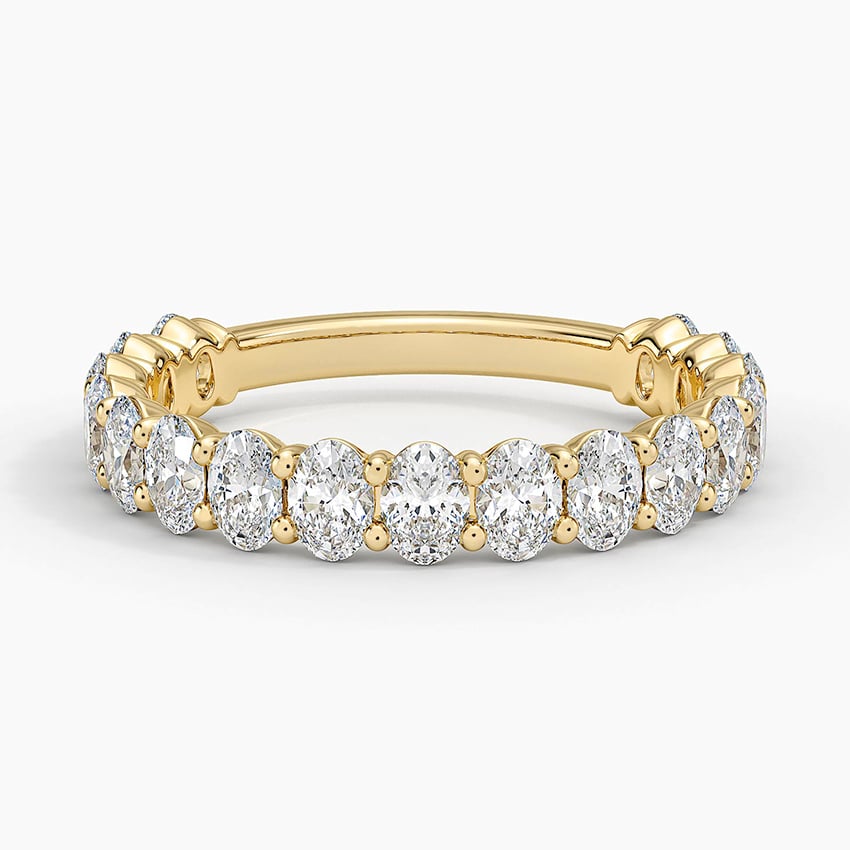 Oval Three-Quarter Coverage Lab Diamond Ring (1 1/2 ct. tw.) Yellow Gold 18k Wedding Band