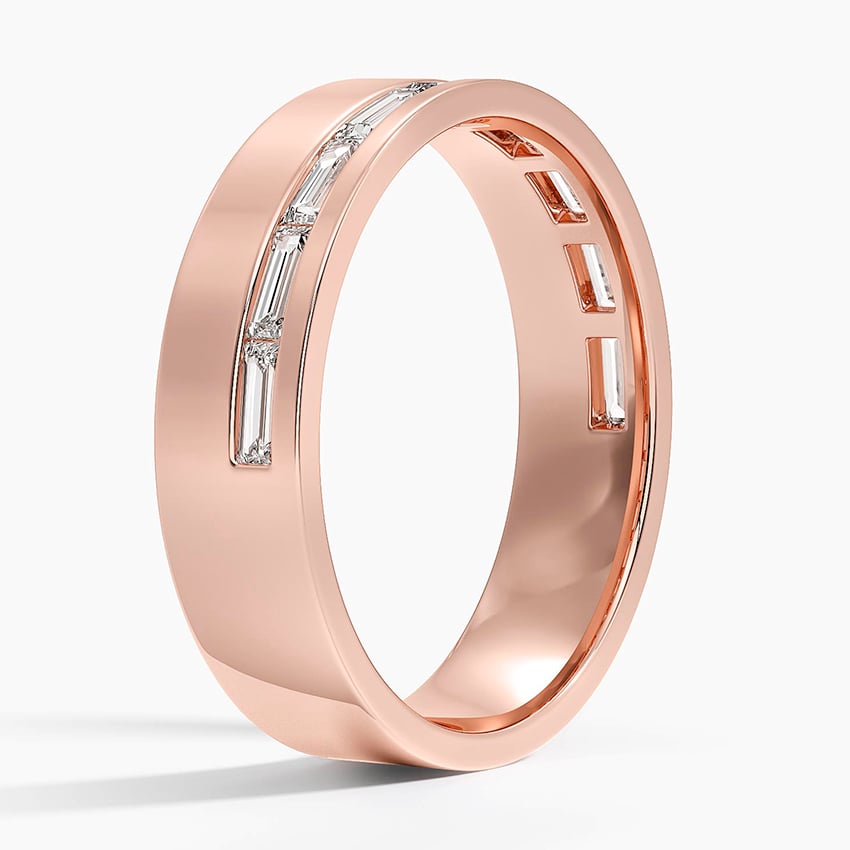 Austin Baguette Lab Diamond 5.5mm Wedding Ring Rose Gold 18k Wedding Band