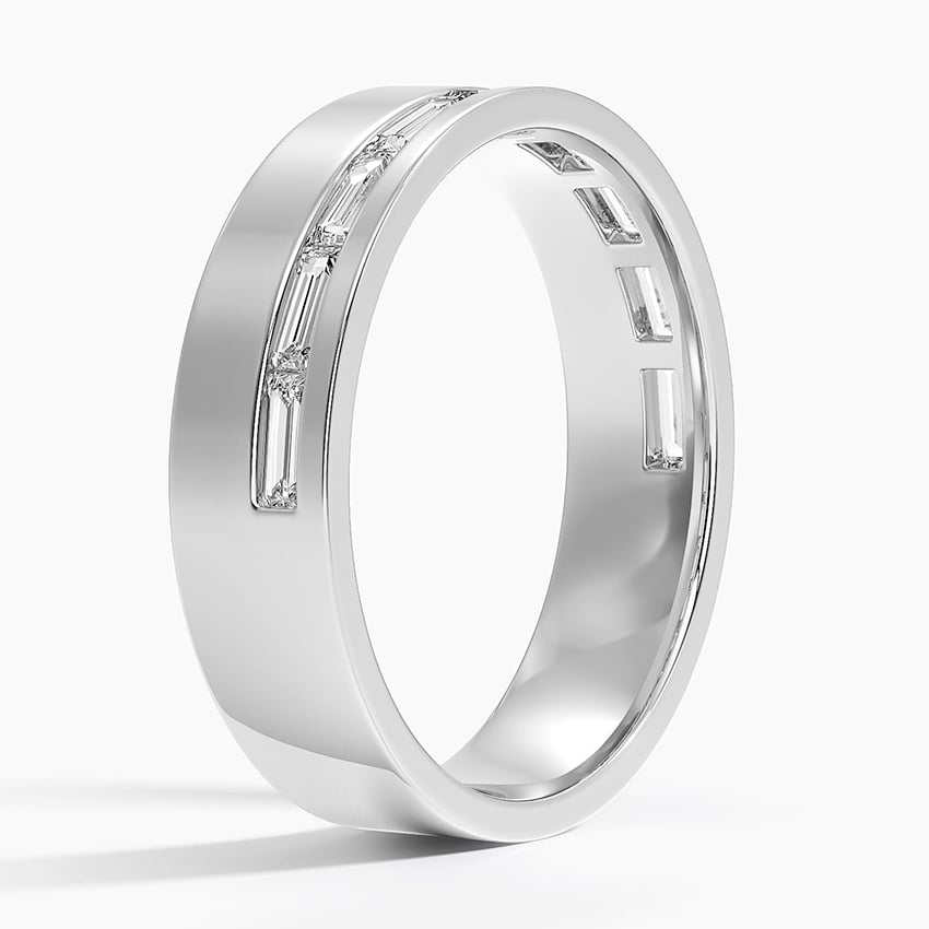 Austin Baguette Lab Diamond 5.5mm Wedding Ring Platinum Wedding Band