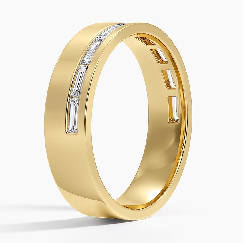 Austin Baguette Lab Diamond 5.5mm Wedding Ring Yellow Gold 18k Wedding Band