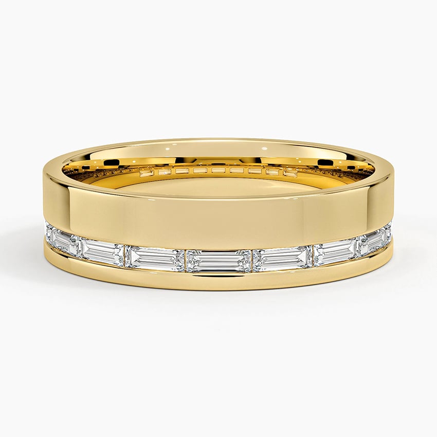 Austin Baguette Lab Diamond 5.5mm Wedding Ring Yellow Gold 18k Wedding Band