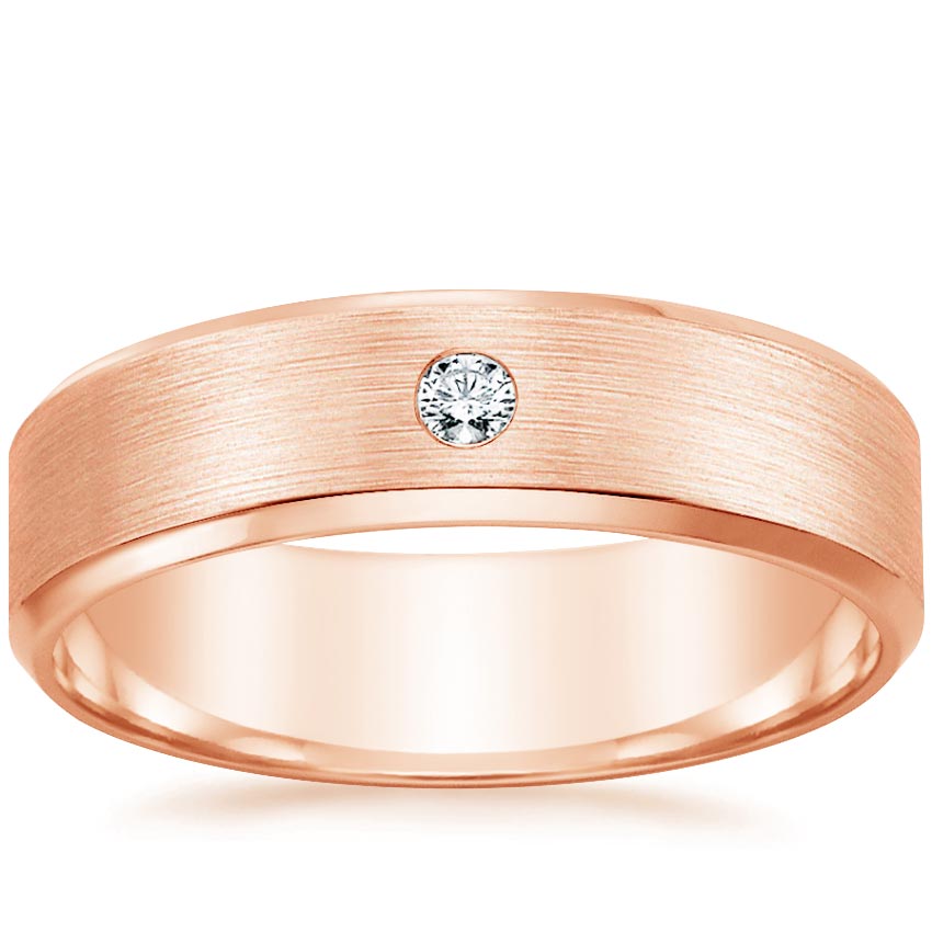 Borealis Diamond 6mm Wedding Ring Rose Gold 18k Wedding Band