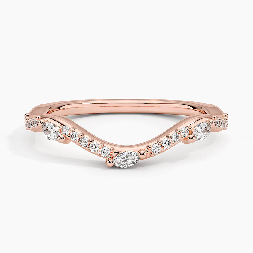 Luxe Willow Curved Diamond Ring Rose Gold 18k Wedding Band