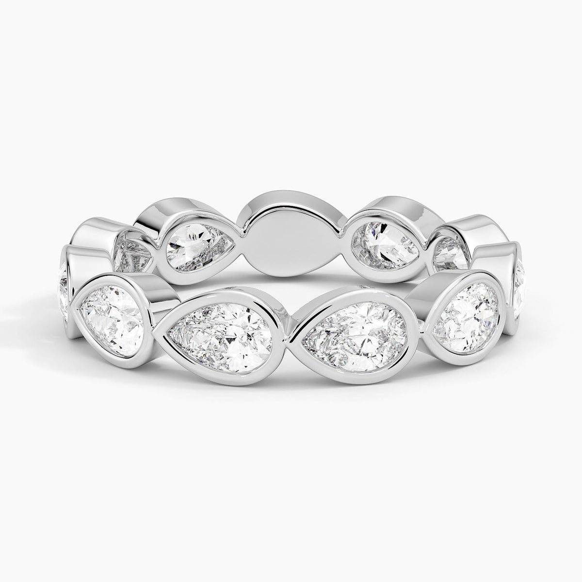 East-West Bezel Pear Eternity Lab Diamond Ring Platinum Eternity Band