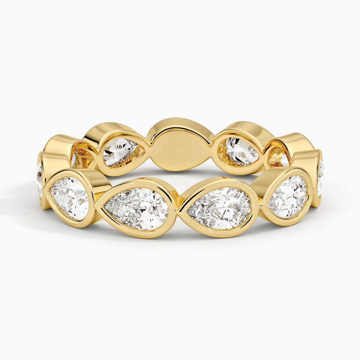 East-West Bezel Pear Eternity Lab Diamond Ring Yellow Gold 18k Eternity Band
