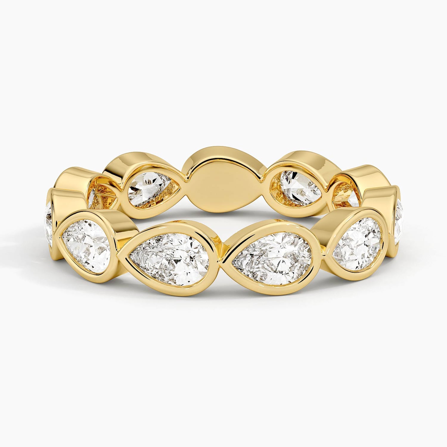 East-West Bezel Pear Eternity Lab Diamond Ring Yellow Gold 18k Eternity Band