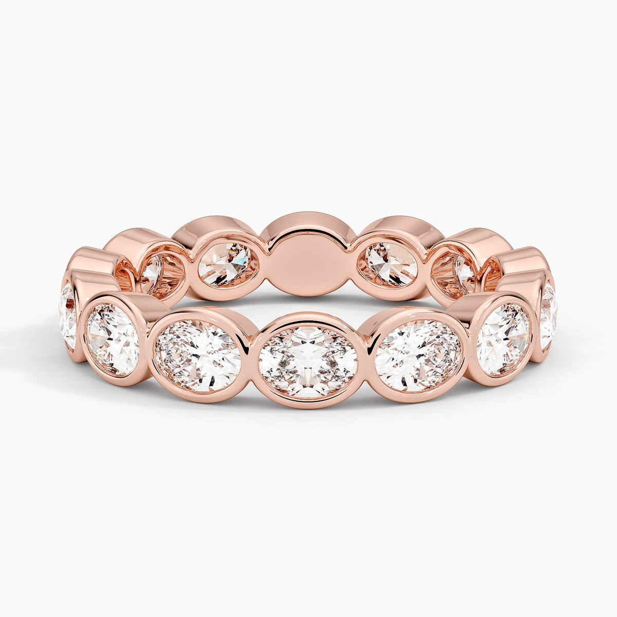 East-West Bezel Oval Eternity Lab Diamond Ring Rose Gold 18k Eternity Band