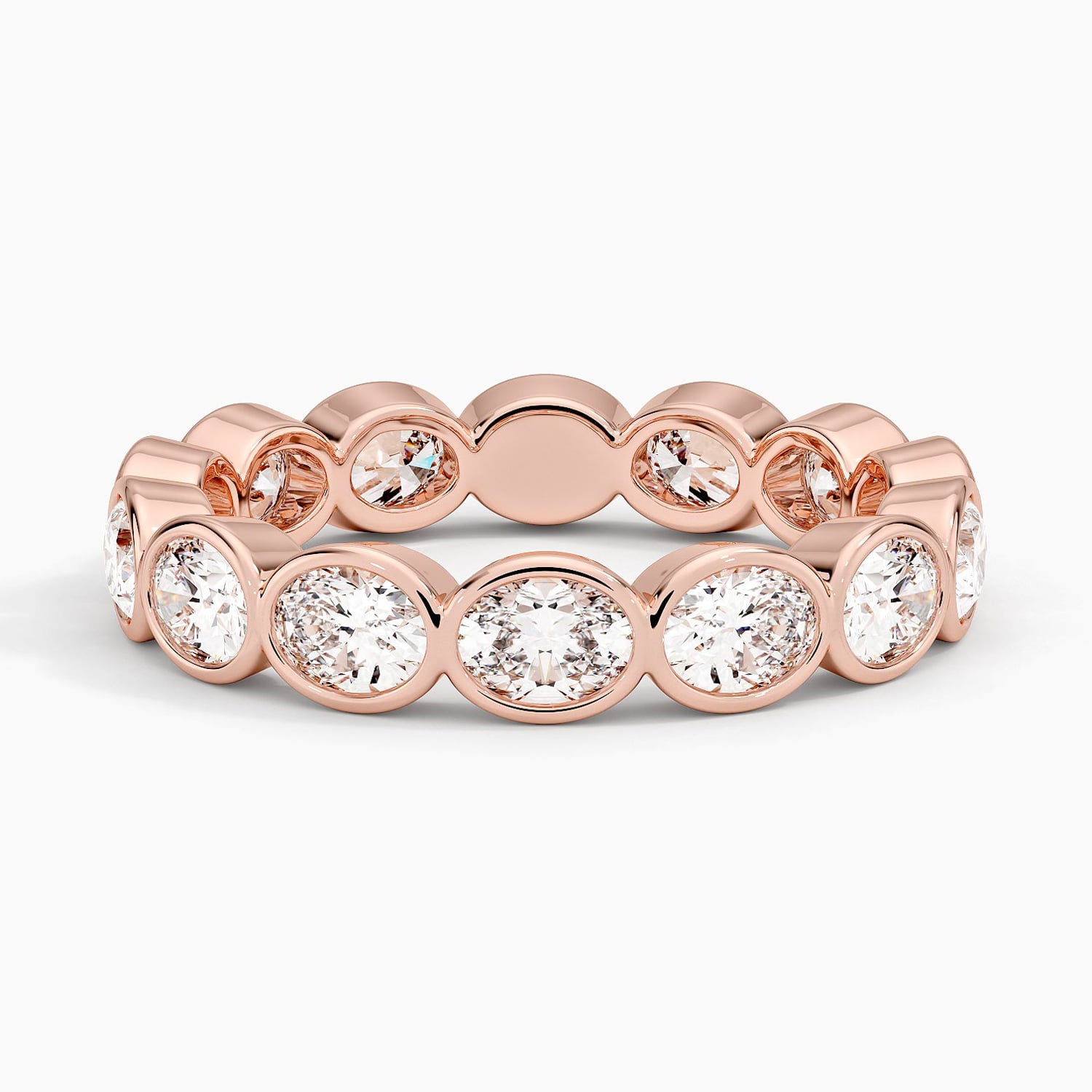 East-West Bezel Oval Eternity Lab Diamond Ring Rose Gold 18k Eternity Band