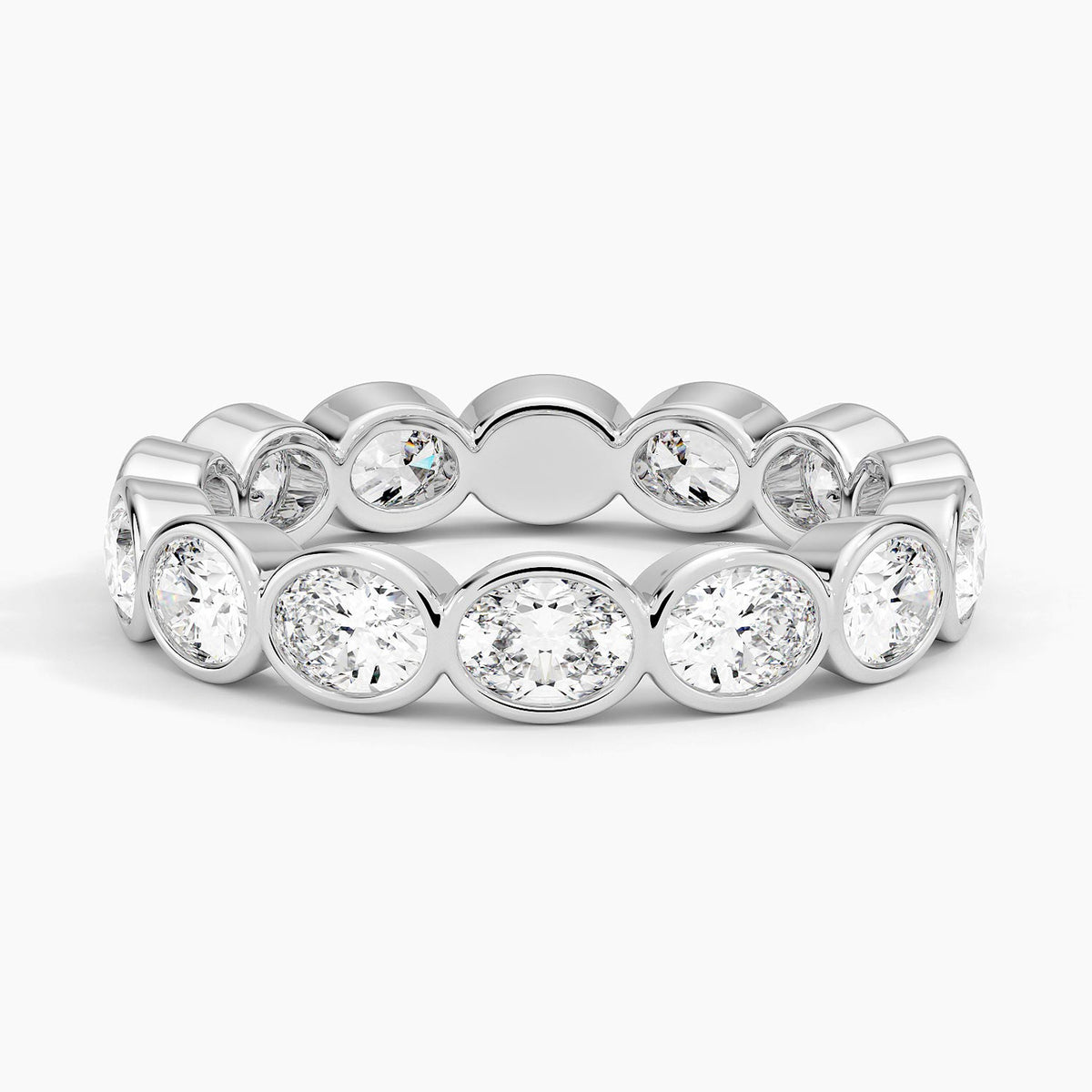 East-West Bezel Oval Eternity Lab Diamond Ring Platinum Eternity Band