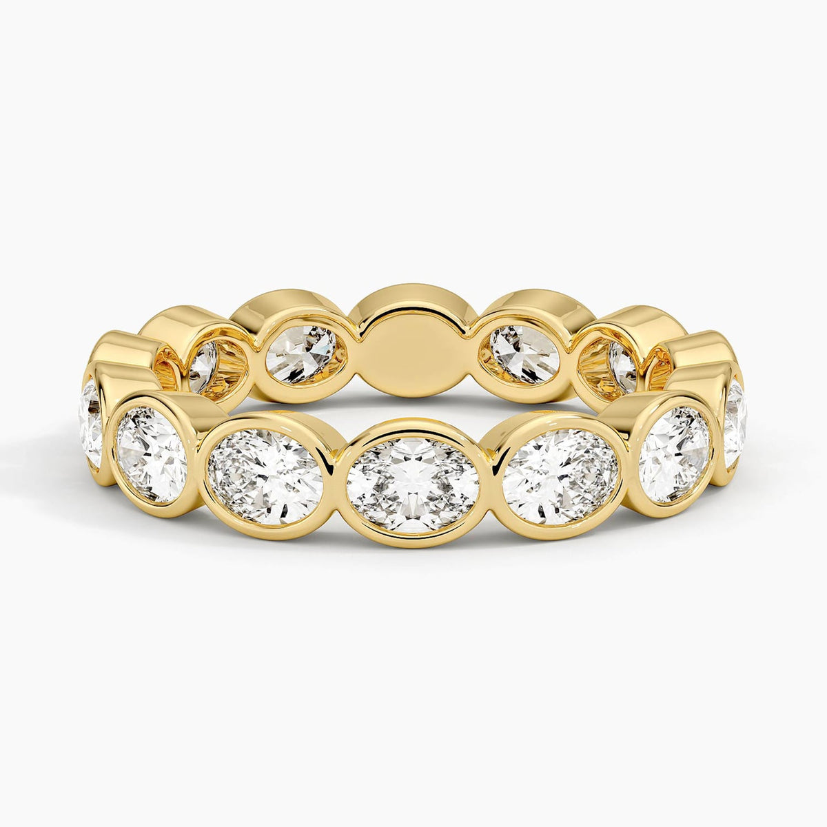 East-West Bezel Oval Eternity Lab Diamond Ring Yellow Gold 18k Eternity Band