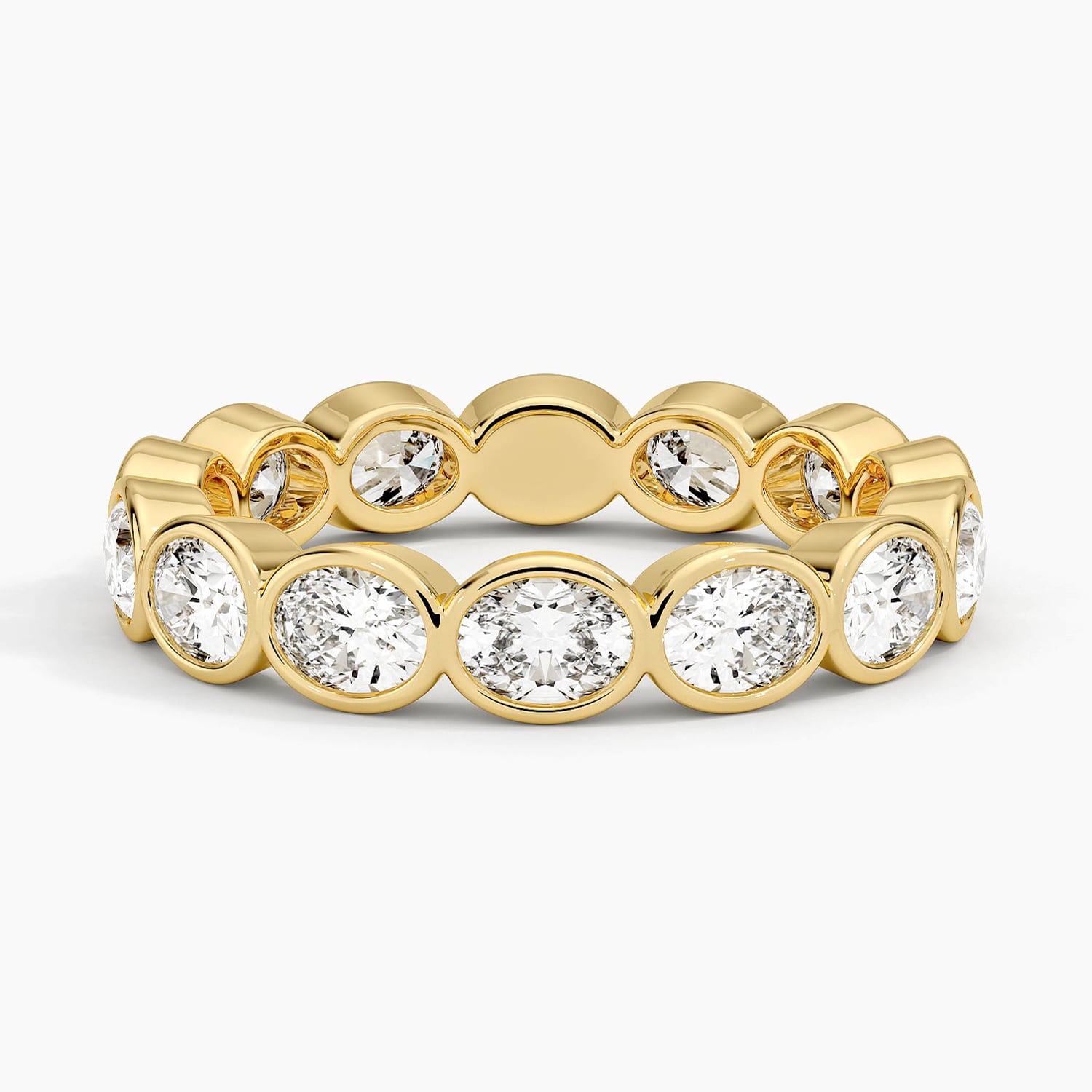 East-West Bezel Oval Eternity Lab Diamond Ring Yellow Gold 18k Eternity Band