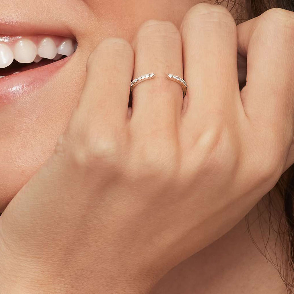 Sia Half Coverage Diamond Ring (1/8 ct. tw.) Rose Gold 18k Wedding Band