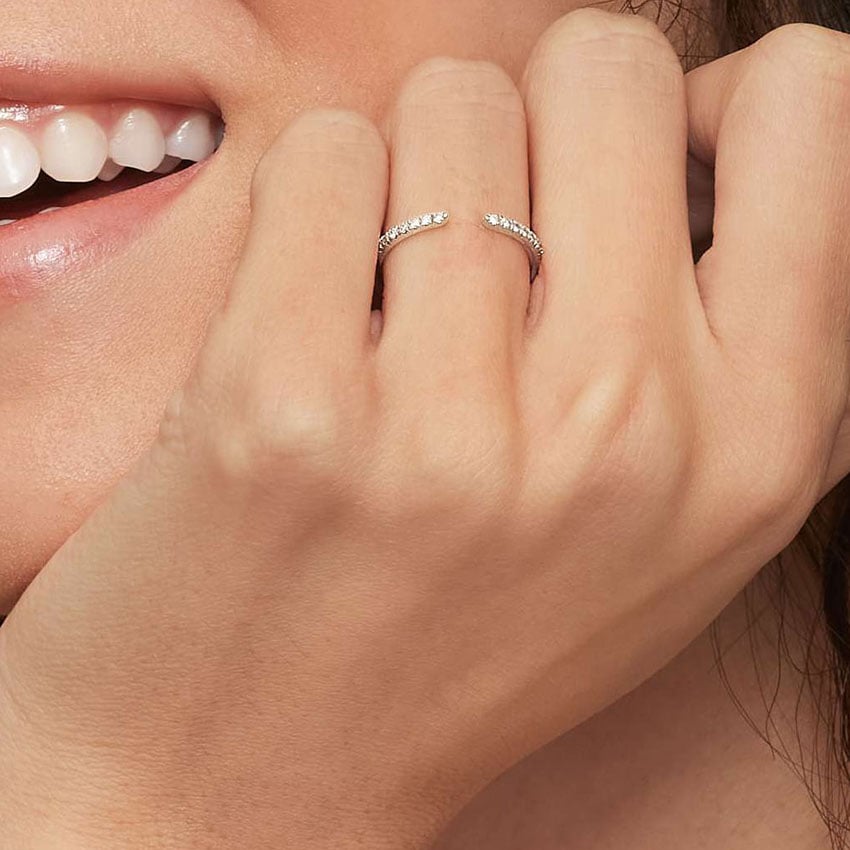 Sia Half Coverage Diamond Ring (1/8 ct. tw.) Platinum Wedding Band