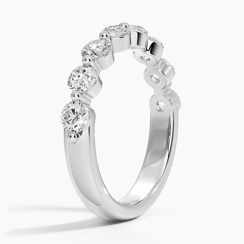Bordeaux Shared Prong Diamond Ring (7/8 ct. tw.) Platinum Wedding Band