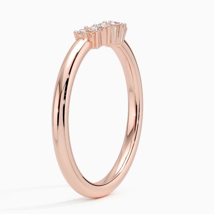Crescent Diamond Ring Rose Gold 18k Wedding Band