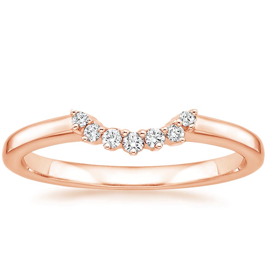 Crescent Diamond Ring Rose Gold 18k Wedding Band