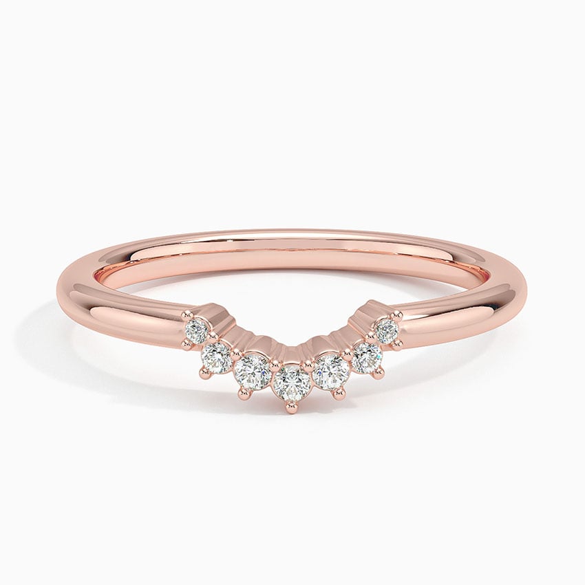 Crescent Diamond Ring Rose Gold 18k Wedding Band