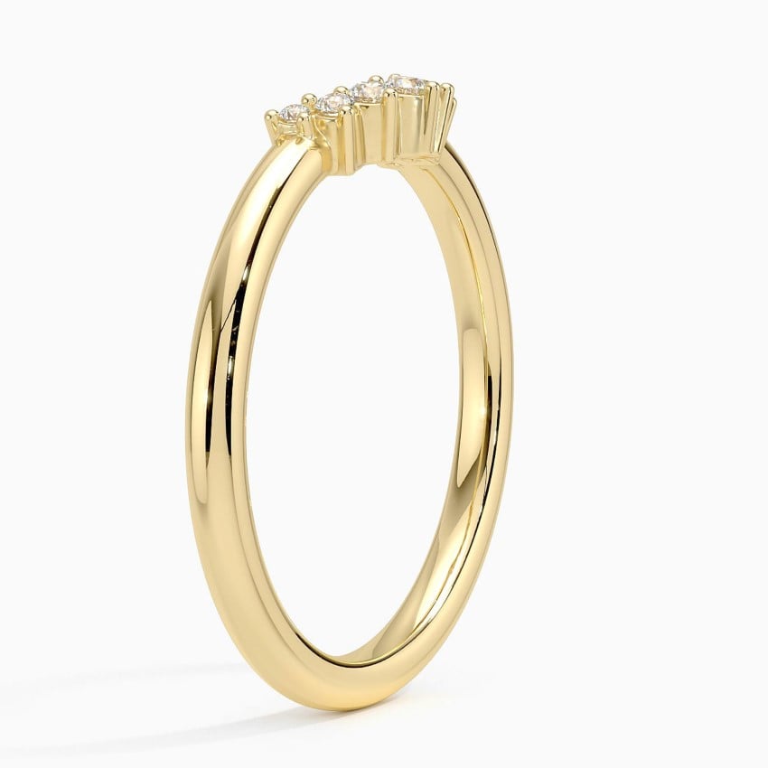 Crescent Diamond Ring Yellow Gold 18k Wedding Band