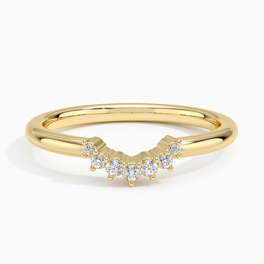 Crescent Diamond Ring Yellow Gold 18k Wedding Band
