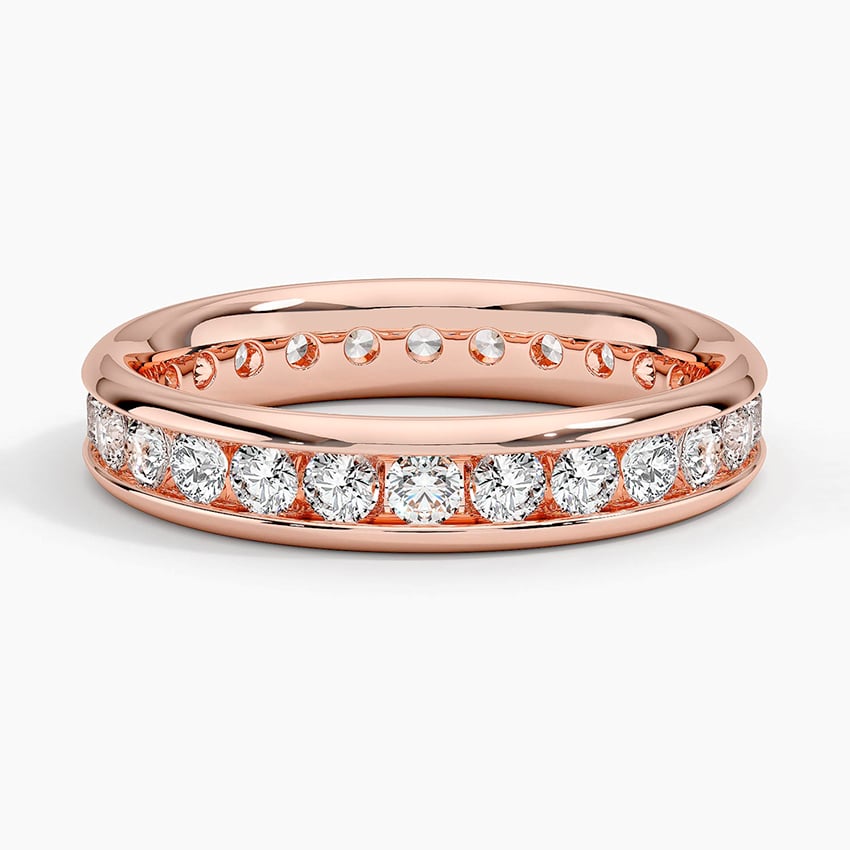 Channel Set Round Eternity Lab Diamond Ring Rose Gold 18k Eternity Band