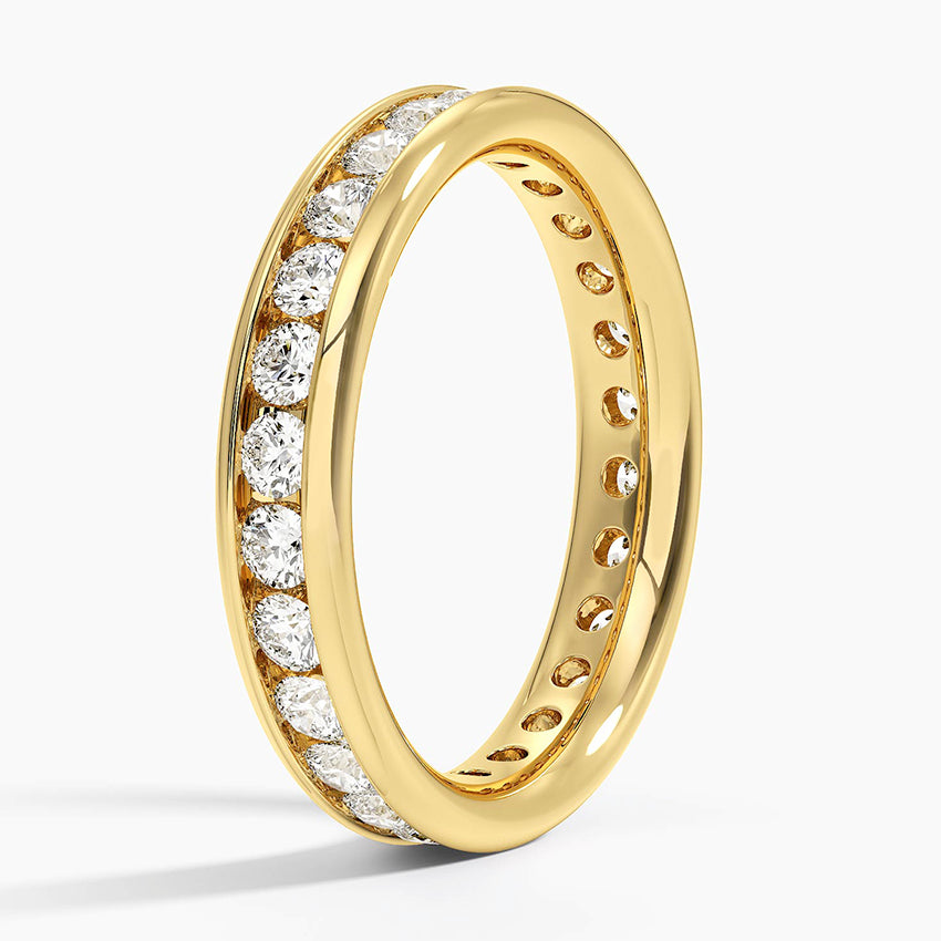 Channel Set Round Eternity Lab Diamond Ring Yellow Gold 18k Eternity Band